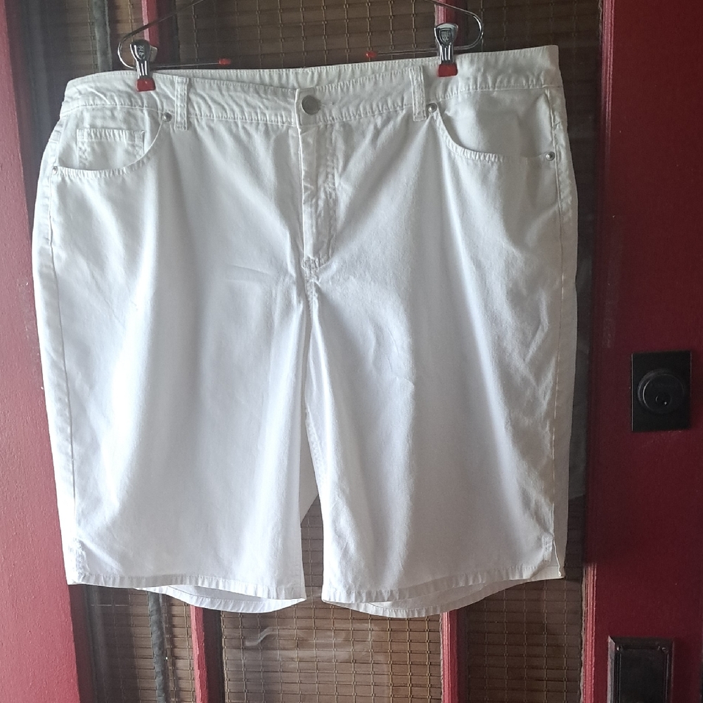 Just My Size White Flat Front Shorts